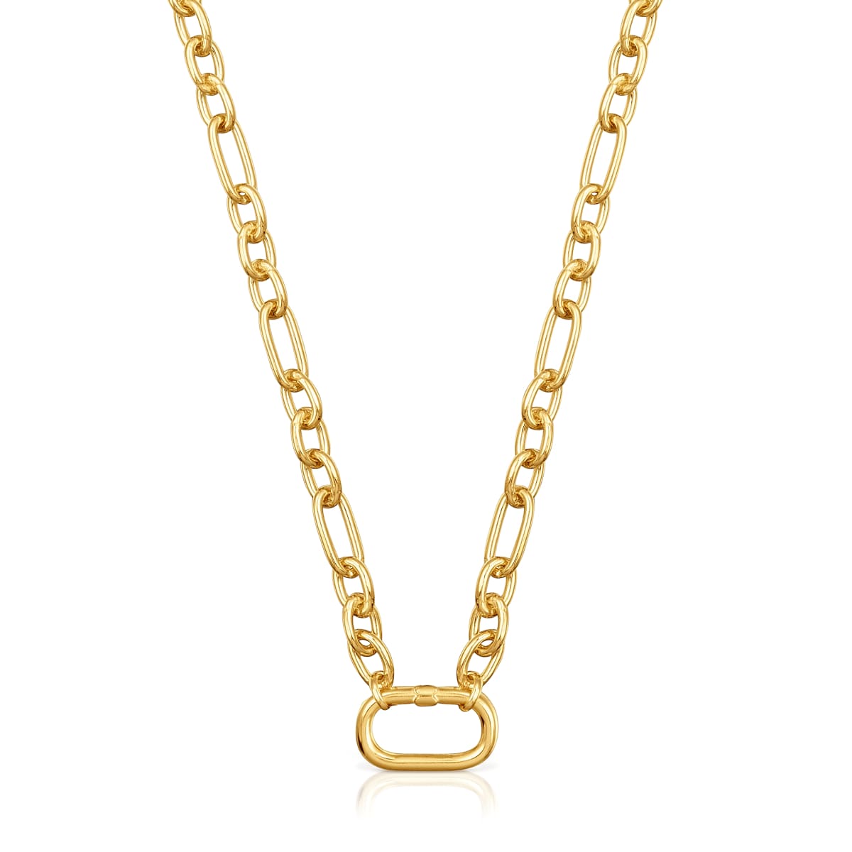 Short 18kt gold plating over silver Necklace with ring Hold Oval