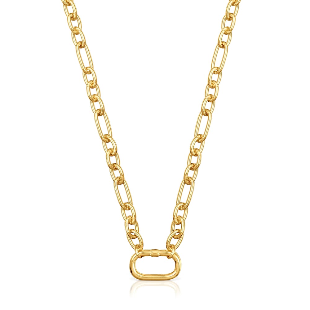 Short 18kt gold plating over silver Necklace with ring Hold Oval Short 18kt gold plating over silver Necklace with ring Hold Oval