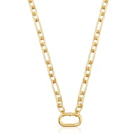 Short 18kt gold plating over silver Necklace with ring Hold Oval
