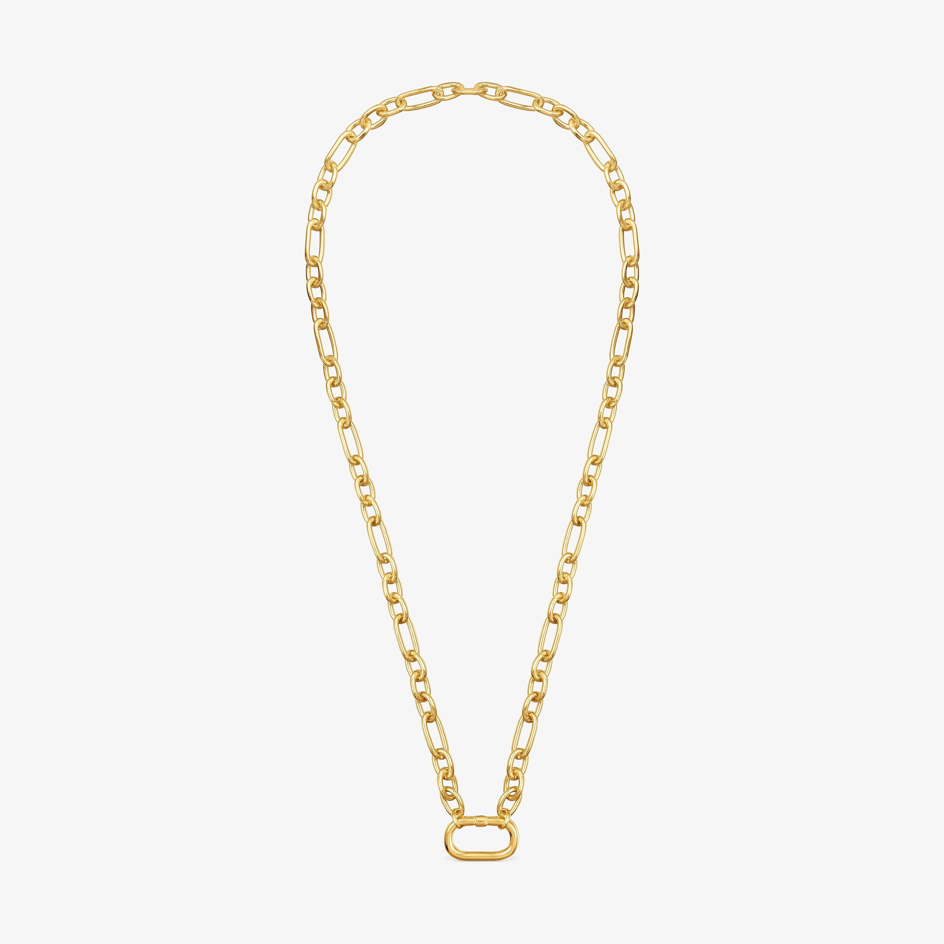 Short 18K gold vermeil Necklace with ring Hold Oval