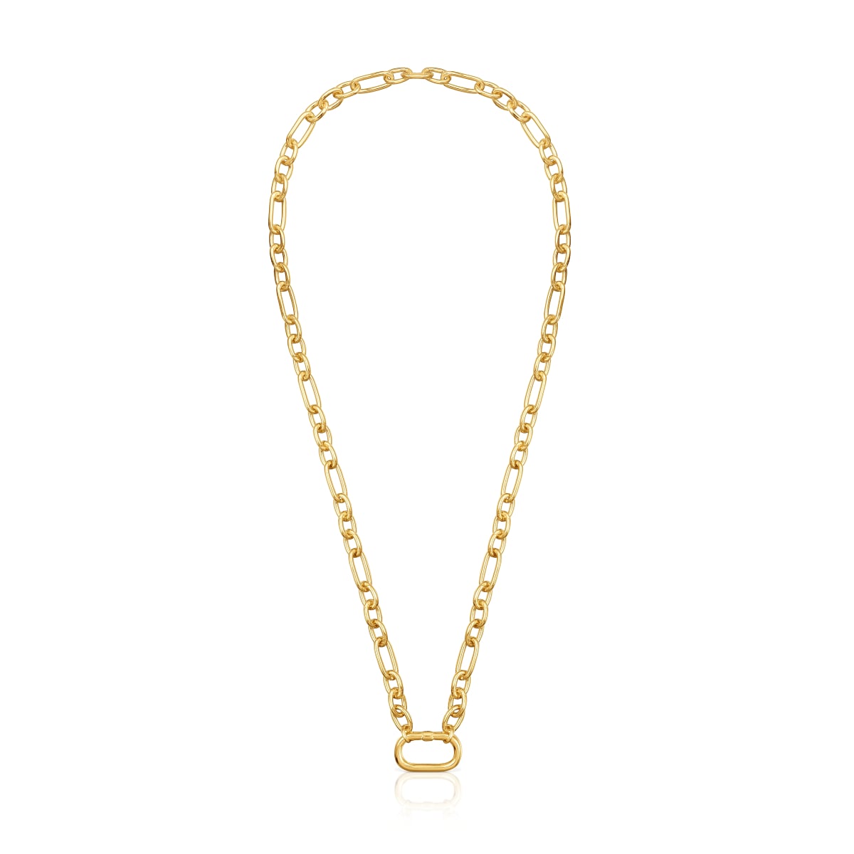 Short 18kt gold plating over silver Necklace with ring Hold Oval