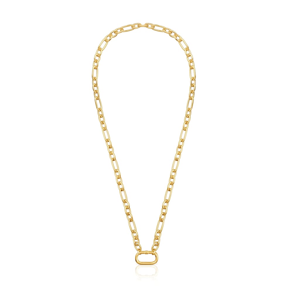 Short 18kt gold plating over silver Necklace with ring Hold Oval Short 18kt gold plating over silver Necklace with ring Hold Oval