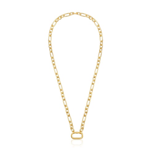 Collar corto con baño de oro 18 kt sobre plata y anilla Hold Oval