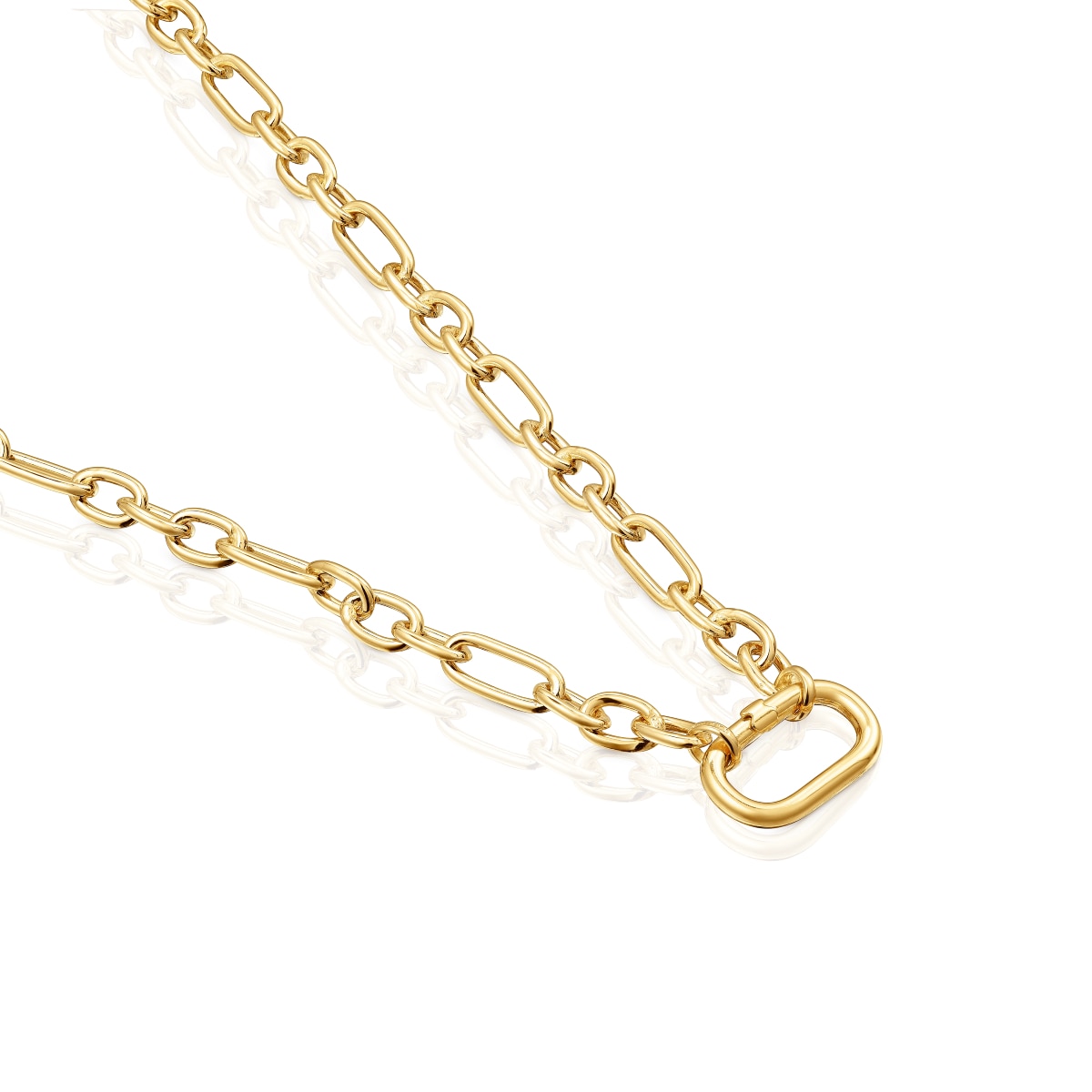 Short 18kt gold plating over silver Necklace with ring Hold Oval
