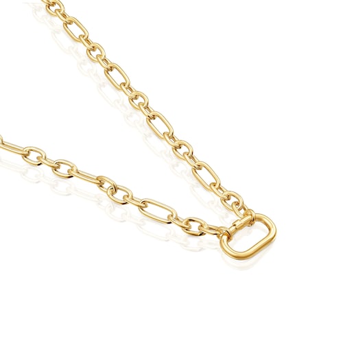 Collar corto con baño de oro 18 kt sobre plata y anilla Hold Oval