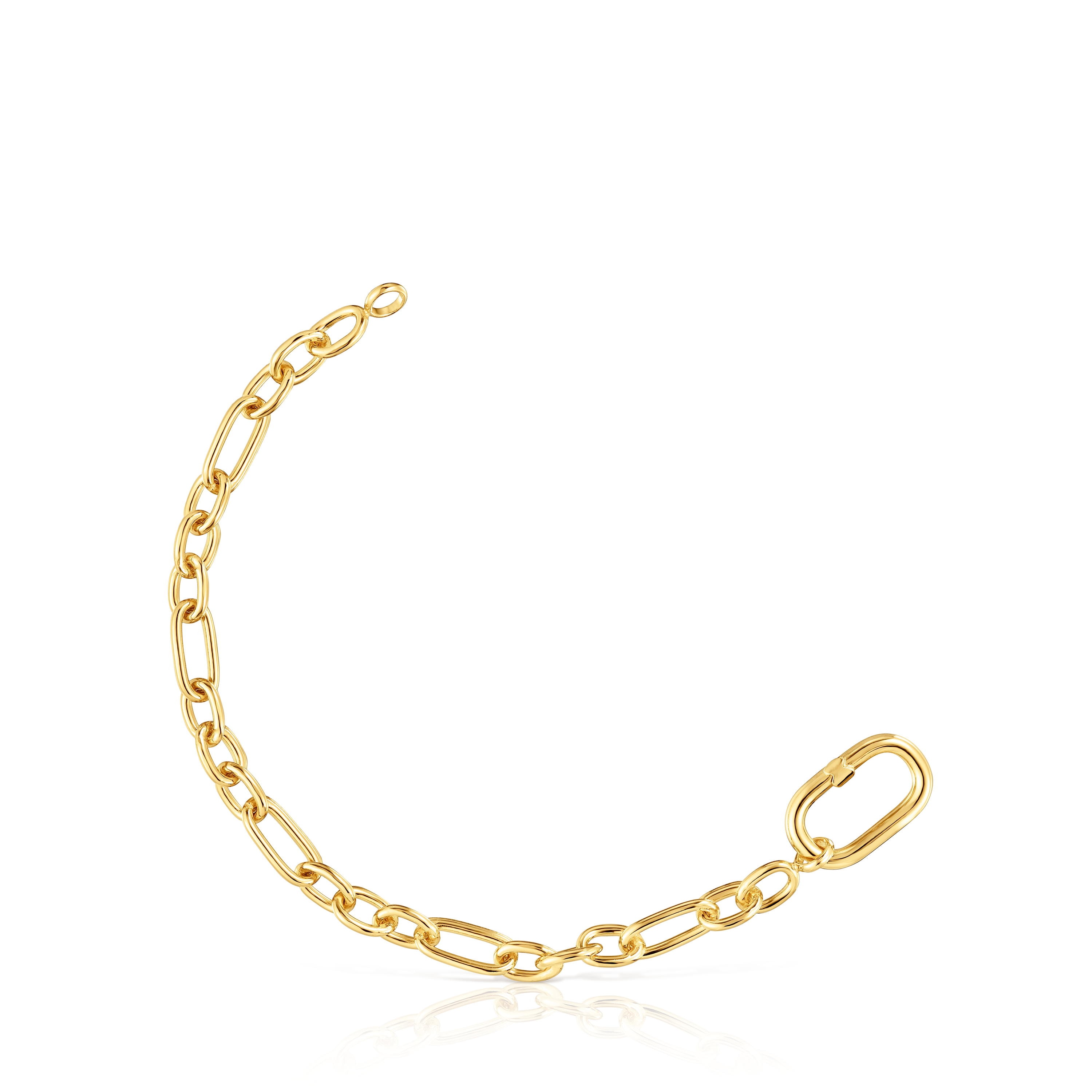 18kt gold plating over silver chain Bracelet with ring Hold Oval