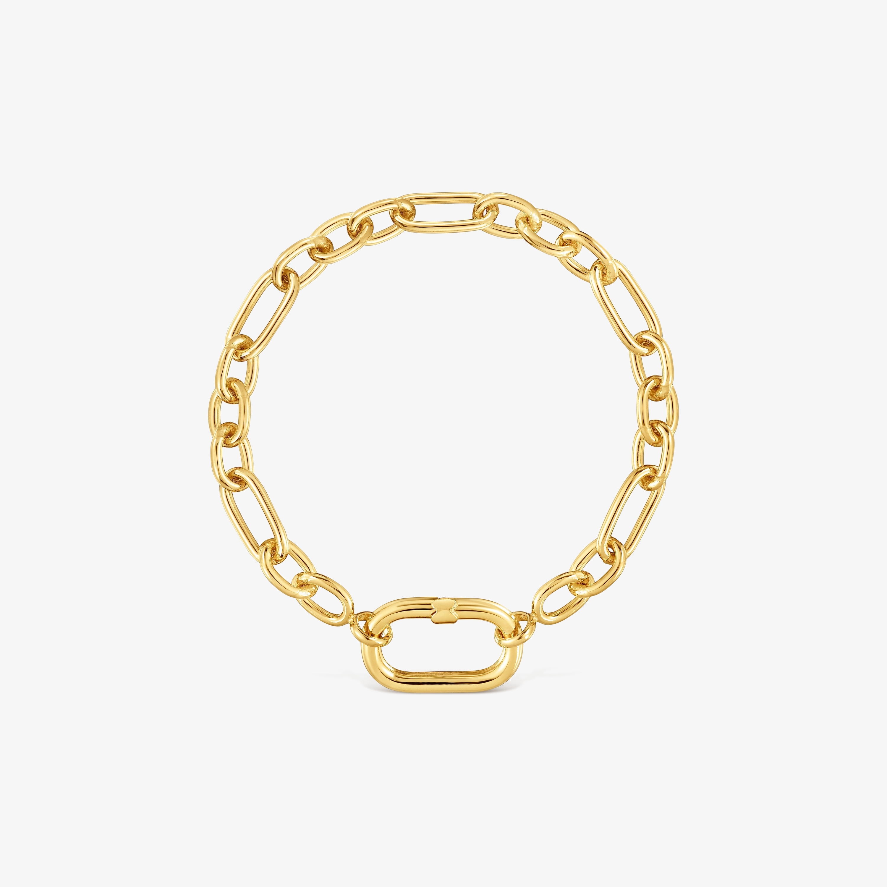 18K gold vermeil chain Bracelet with ring Hold Oval