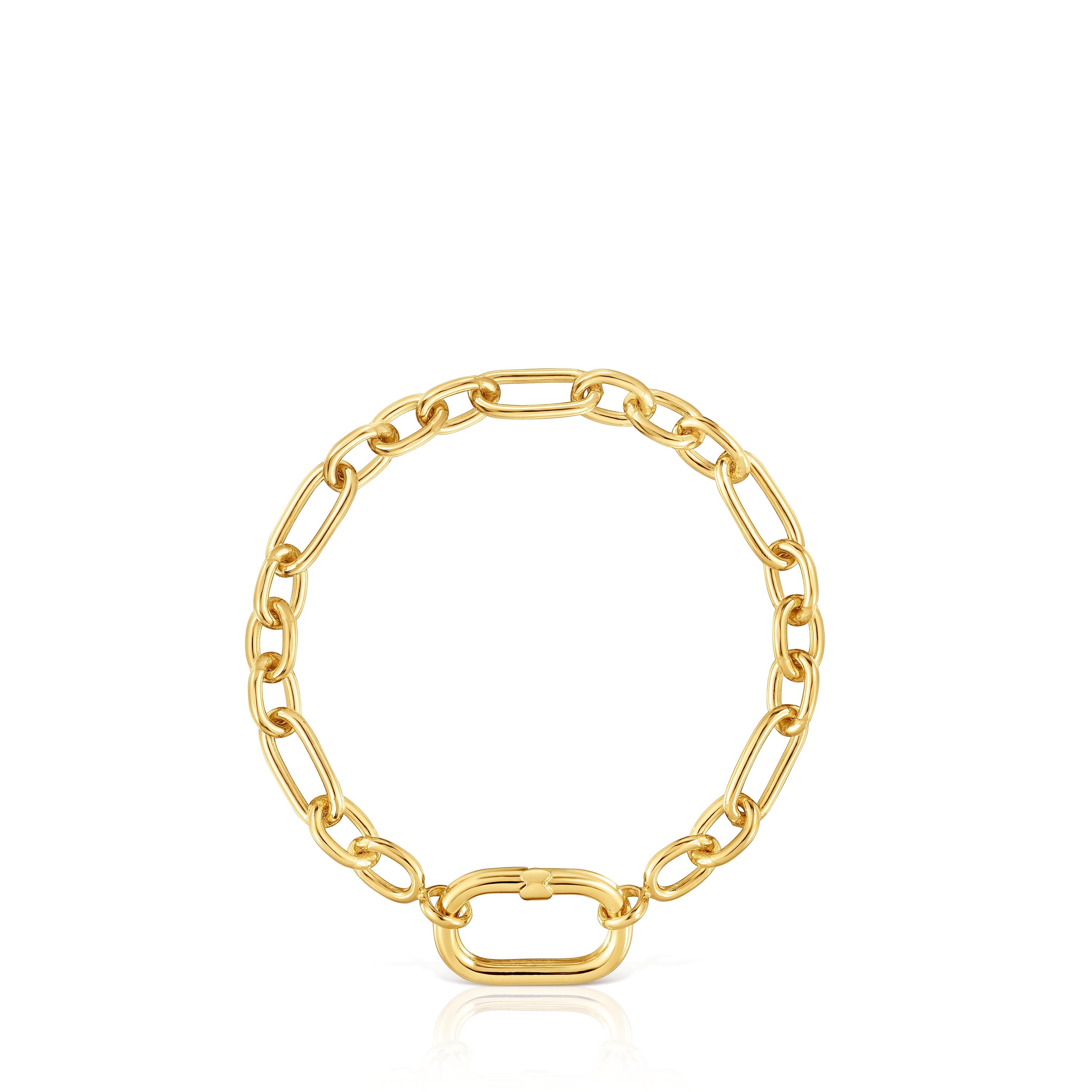 18kt gold plating over silver chain Bracelet with ring Hold Oval