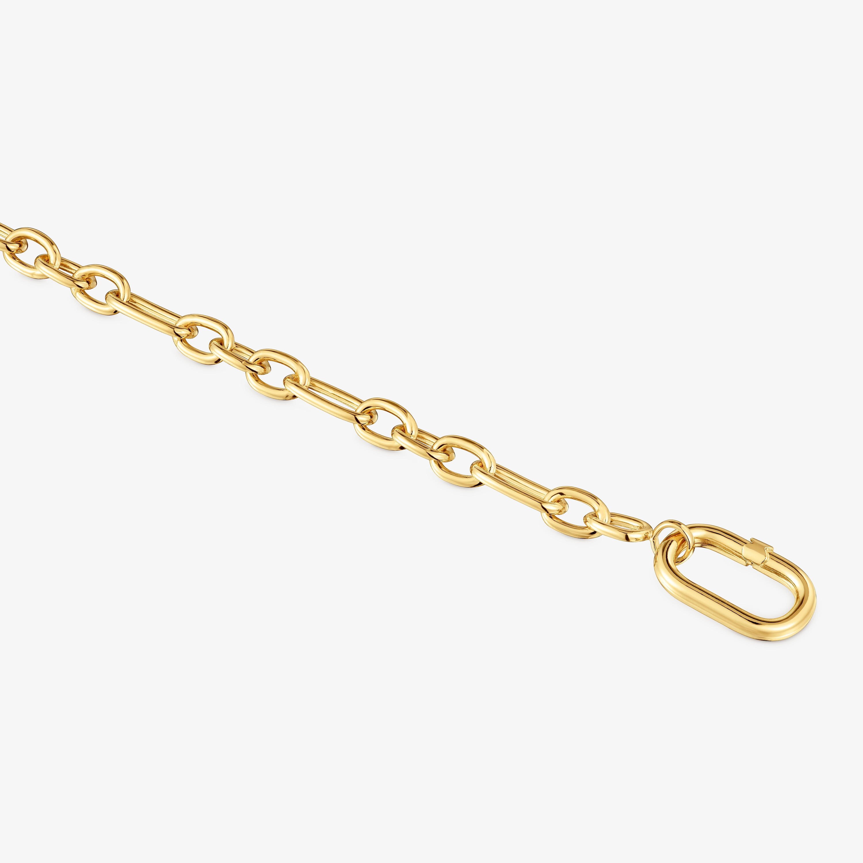 18K gold vermeil chain Bracelet with ring Hold Oval