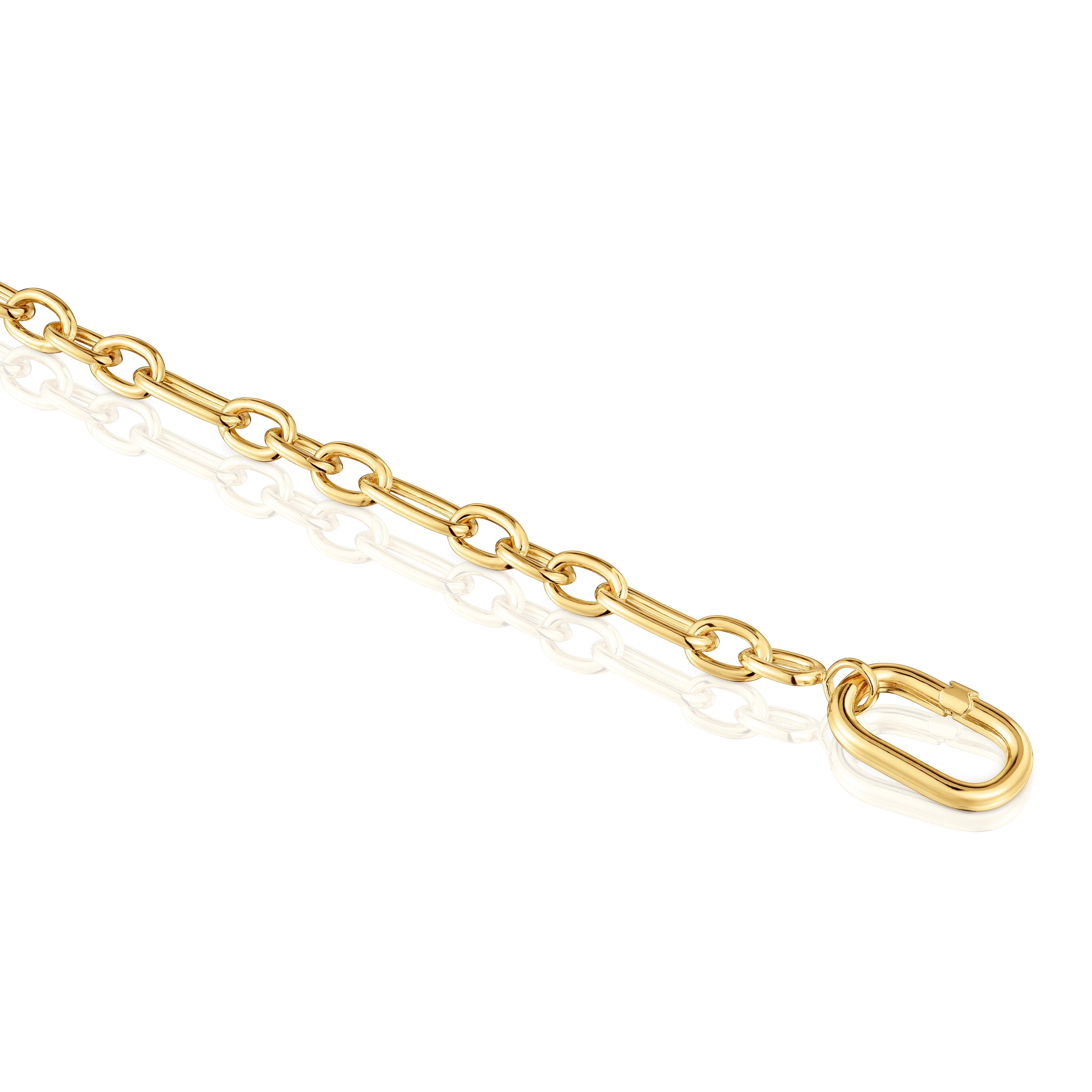 18kt gold plating over silver chain Bracelet with ring Hold Oval
