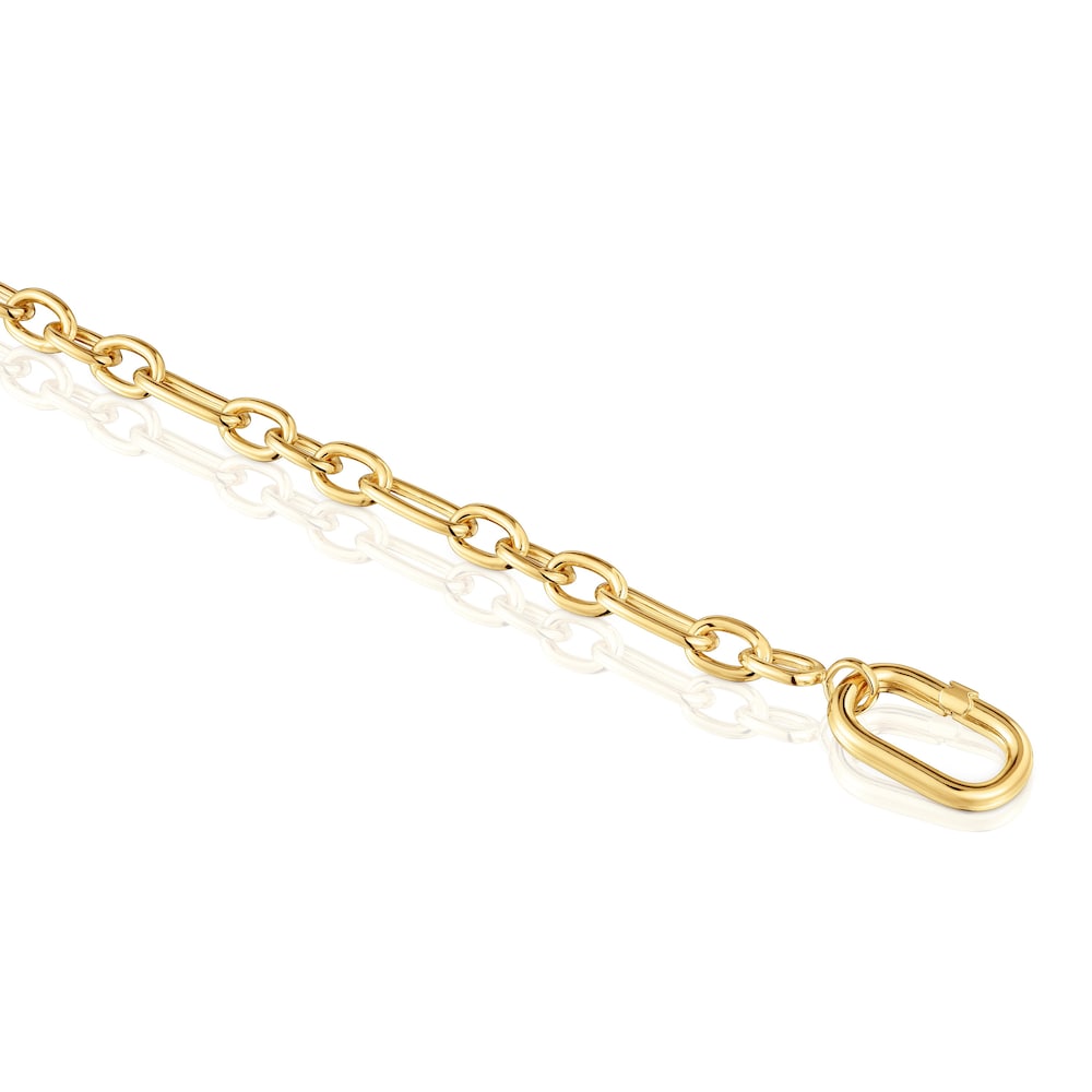Pulsera cadena con baño de oro 18 kt sobre plata y anilla Hold Oval image number 2