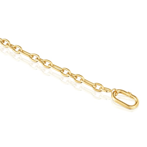 18kt gold plating over silver chain Bracelet with ring Hold Oval