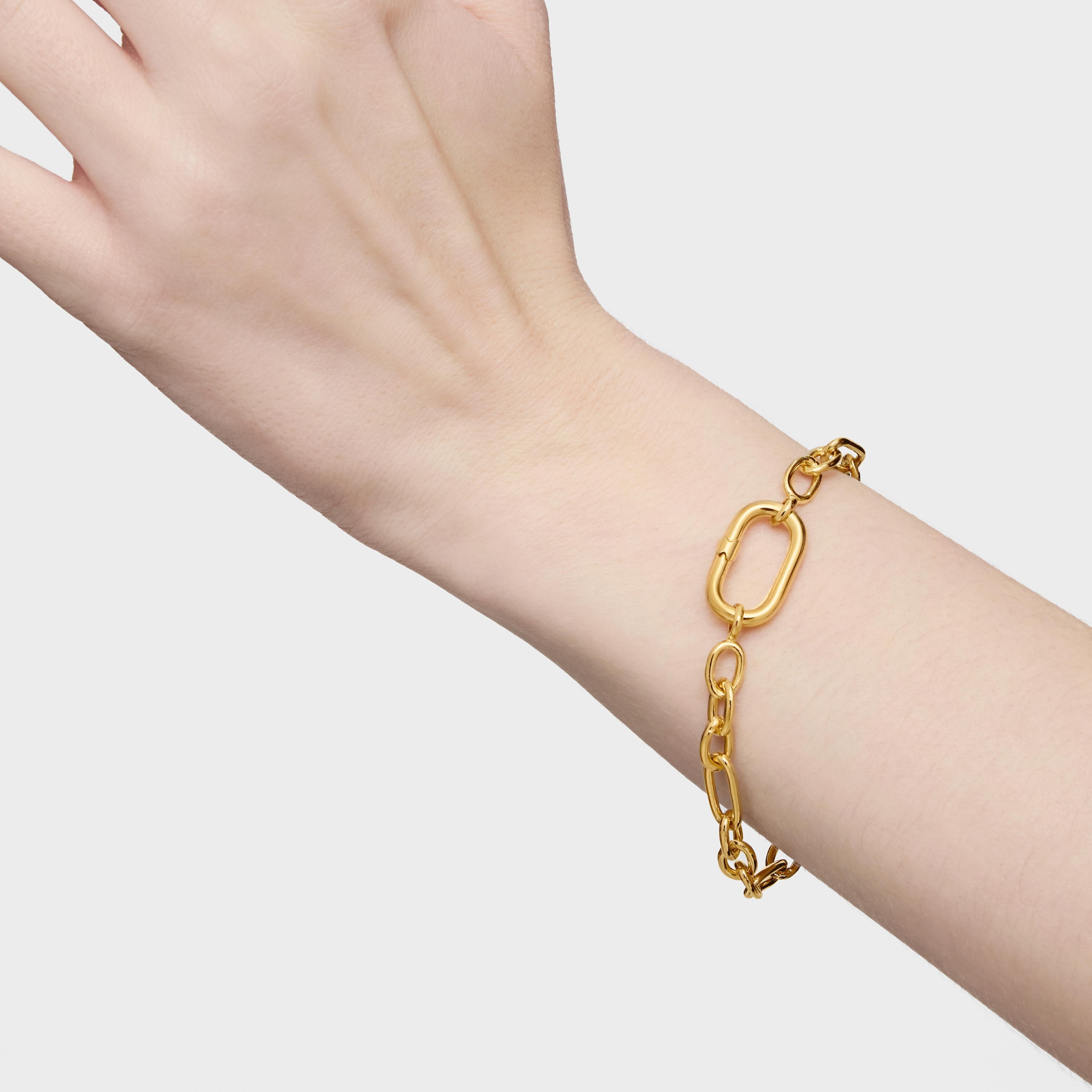 18kt gold plating over silver chain Bracelet with ring Hold Oval