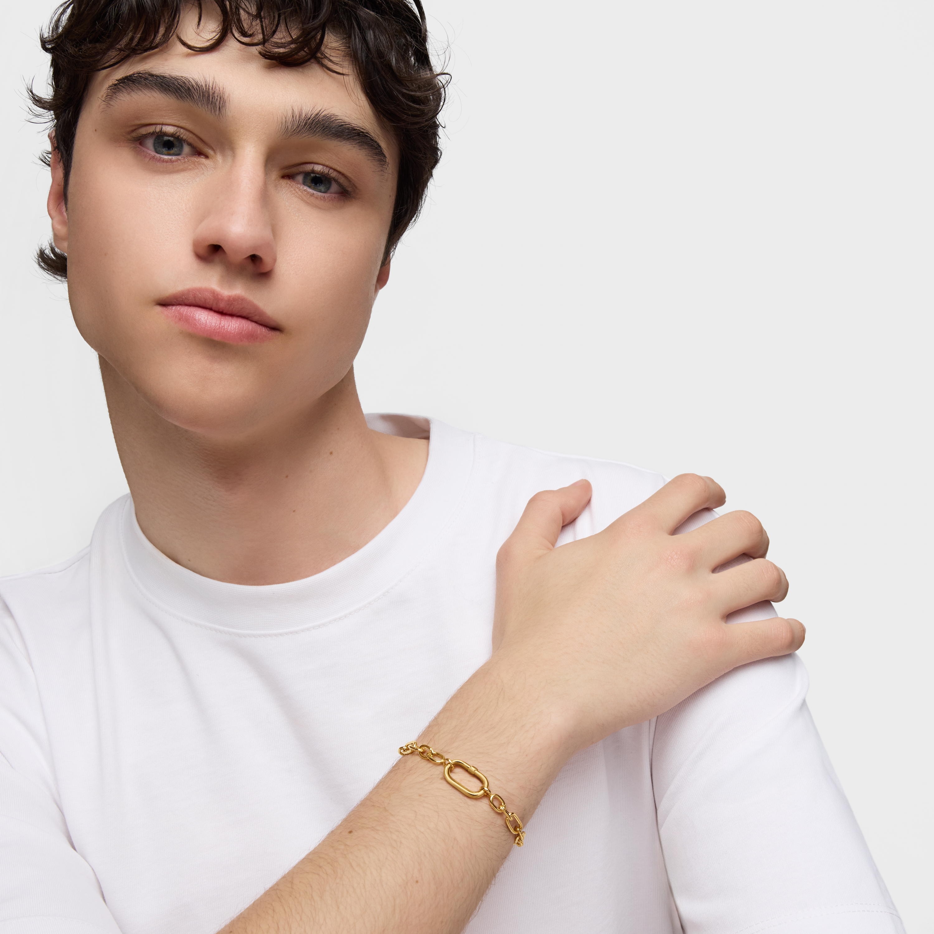 18K gold vermeil chain Bracelet with ring Hold Oval