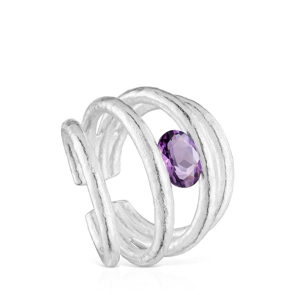 Tous - Anillo Abierto De Plata Y Amatista Duna Talla 14