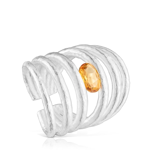 Anillo abierto de plata y citrino Duna