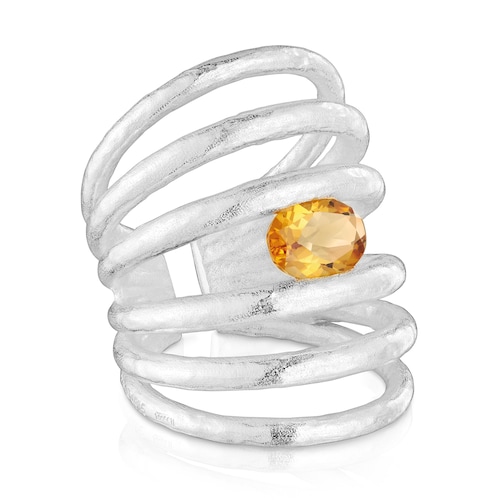 Anillo abierto de plata y citrino Duna