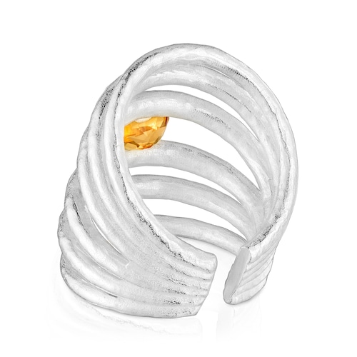 Anillo abierto de plata y citrino Duna