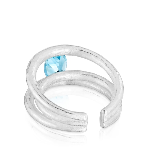 Anillo abierto de plata y topacio Duna