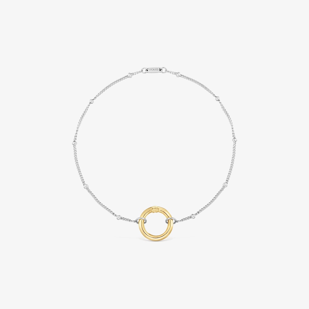 Bracciale a catena in acciaio con anello in oro Hold