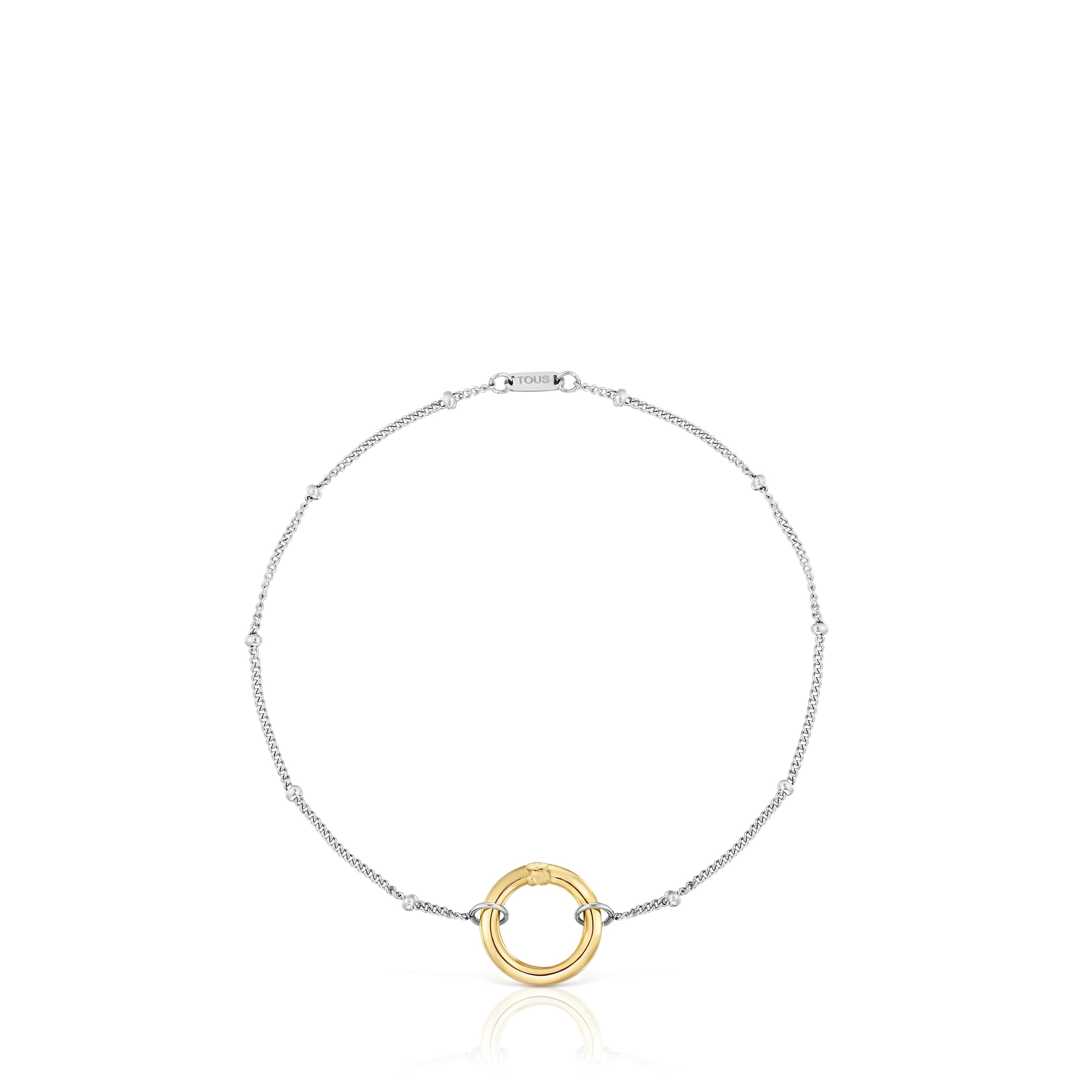 Steel chain Bracelet with gold ring Hold