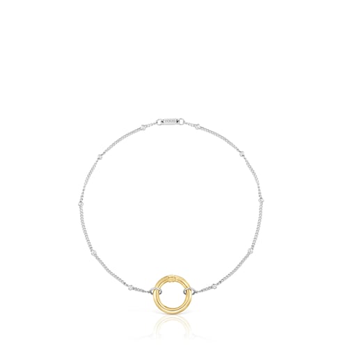 Steel chain Bracelet with gold ring Hold