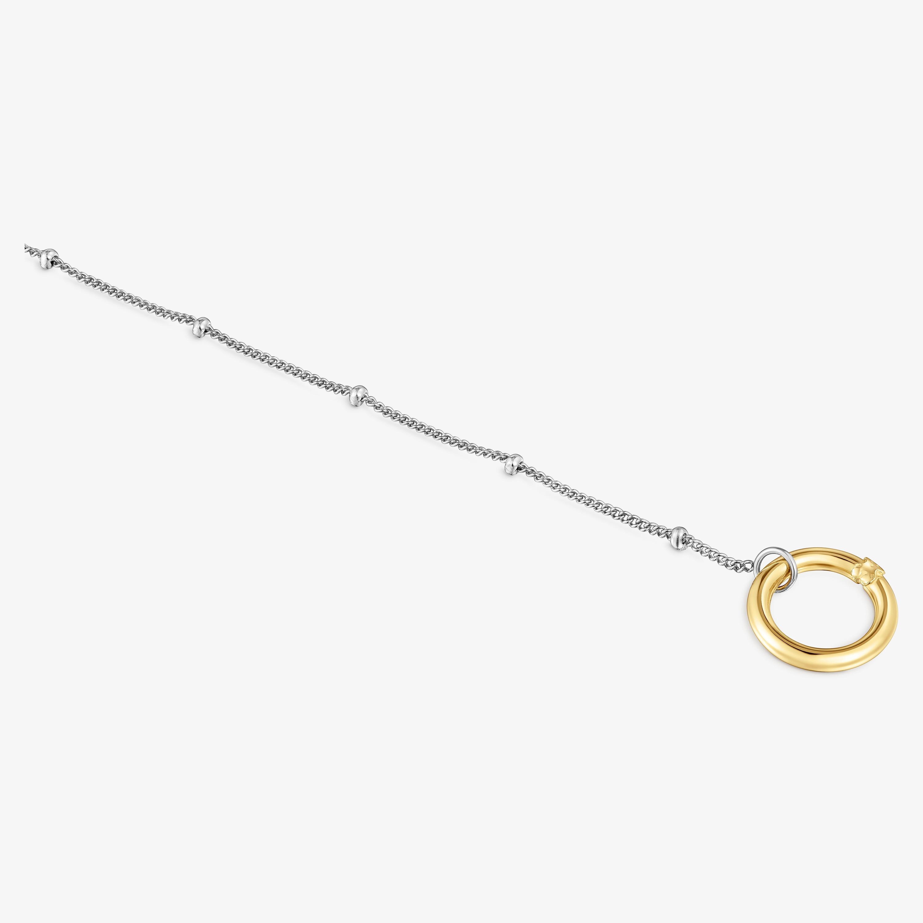 Steel chain Bracelet with 18K solid gold ring Hold