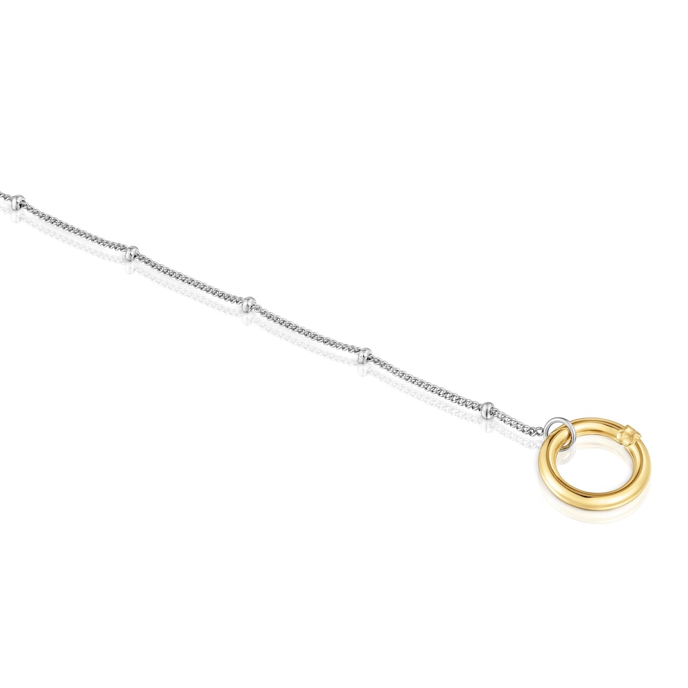 Pulsera cadena de acero y anilla de oro Hold image number 2