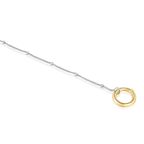 Steel chain Bracelet with gold ring Hold
