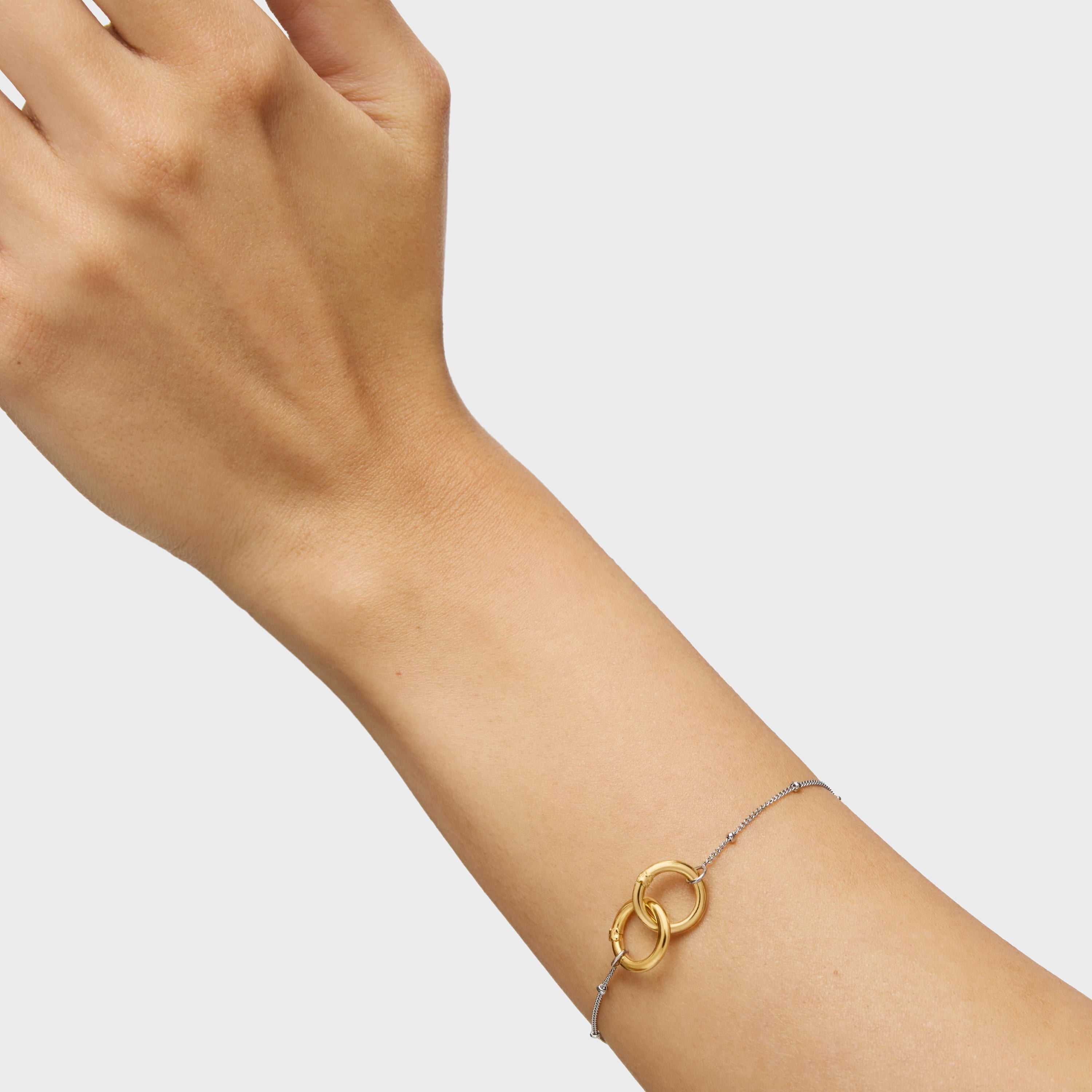 Steel chain Bracelet with 18K solid gold ring Hold