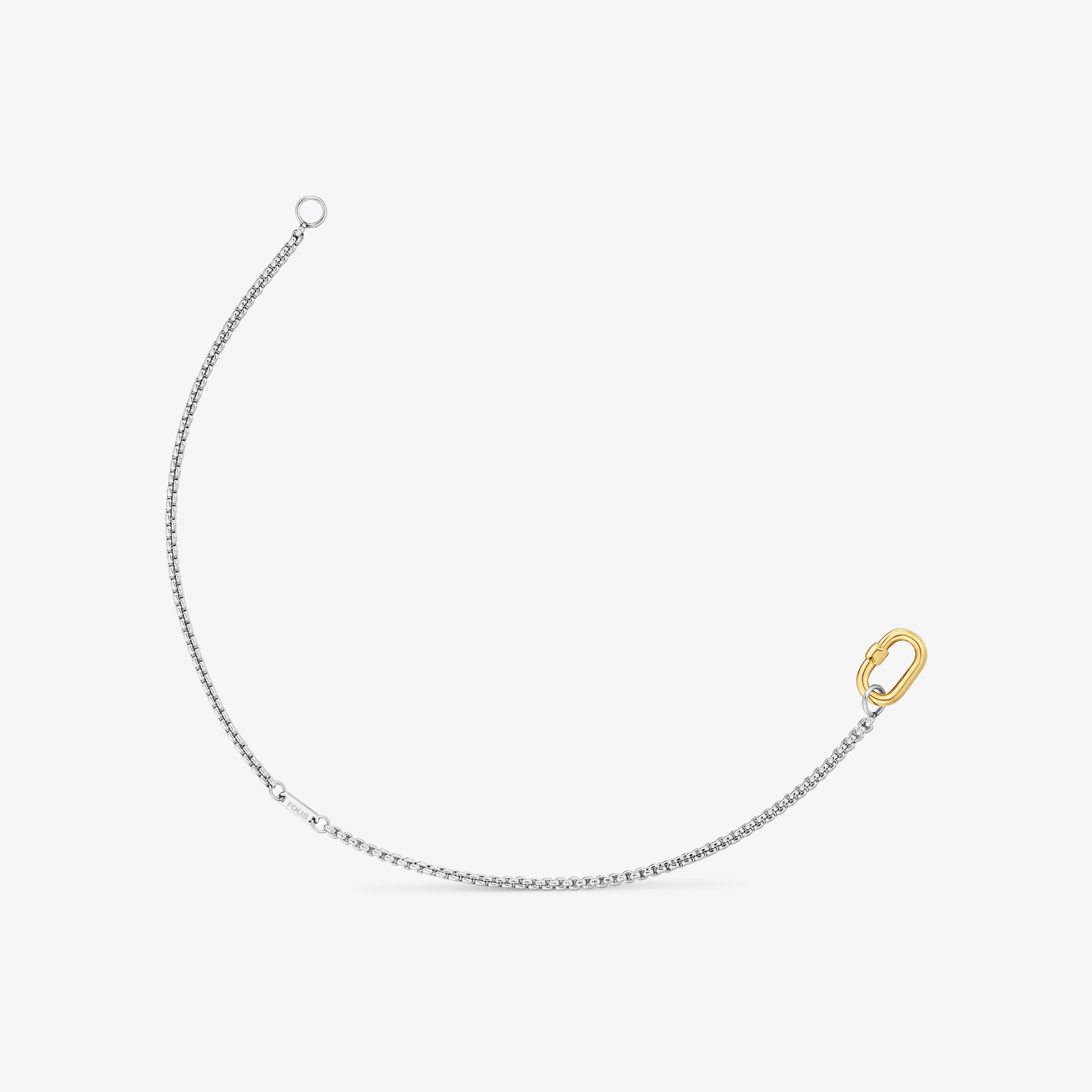 Steel chain Bracelet with 18K solid gold ring Hold Oval