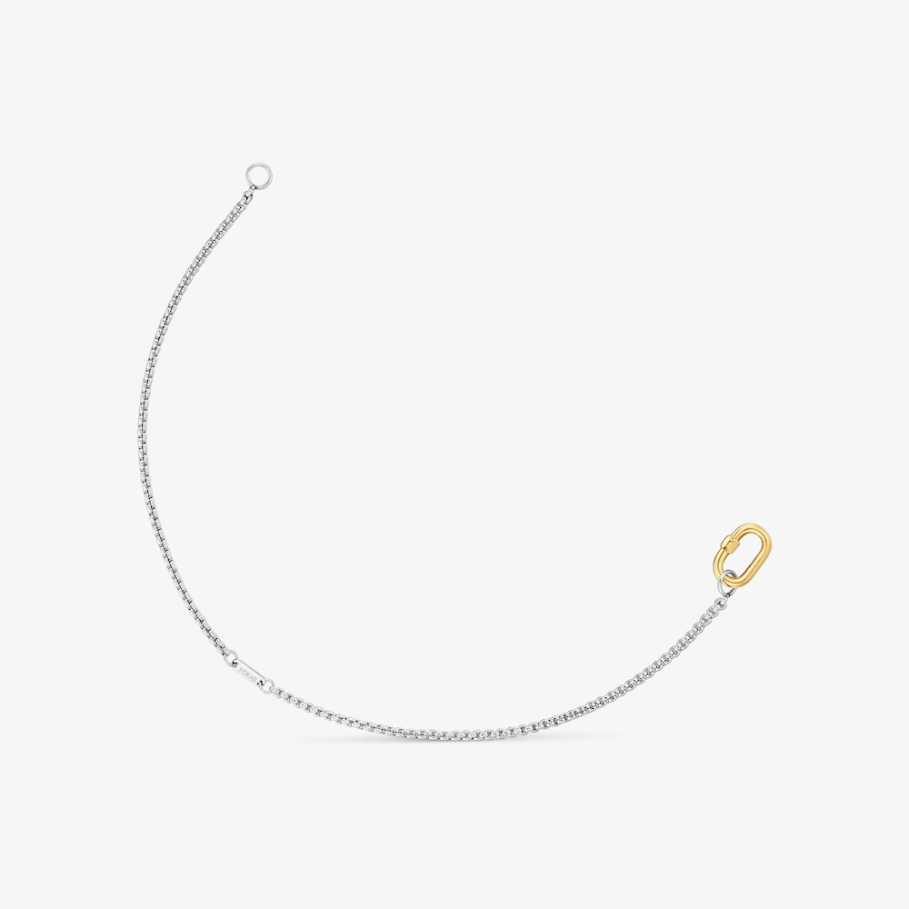 Pulsera cadena de acero y anilla de oro Hold Oval