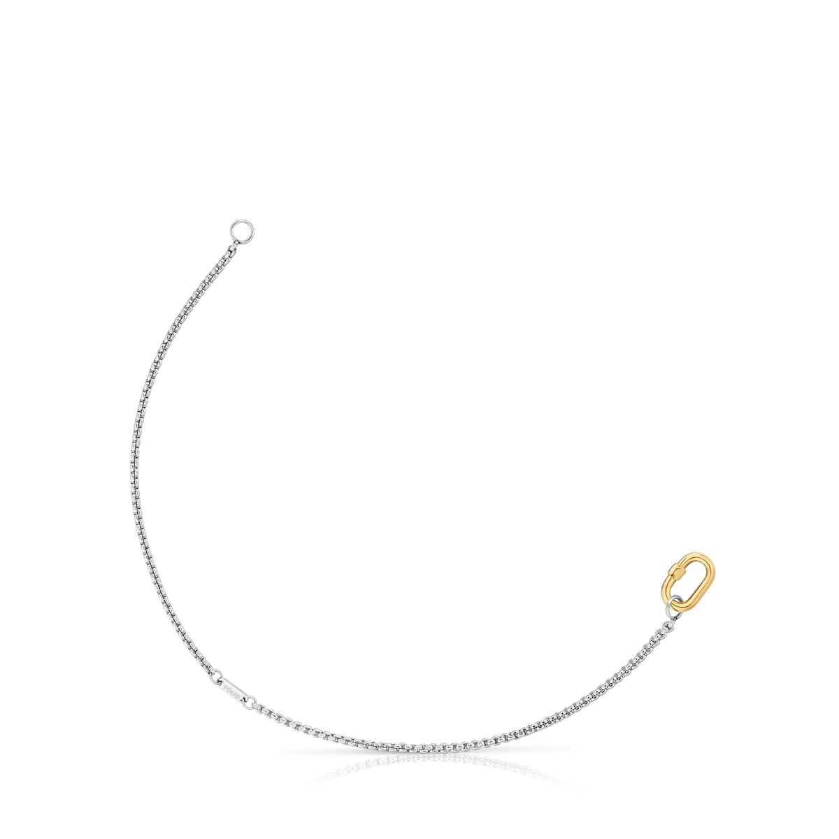 Steel chain Bracelet with gold ring Hold Oval