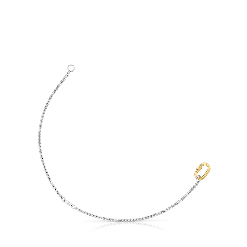 Pulsera cadena de acero y anilla de oro Hold Oval image number 0