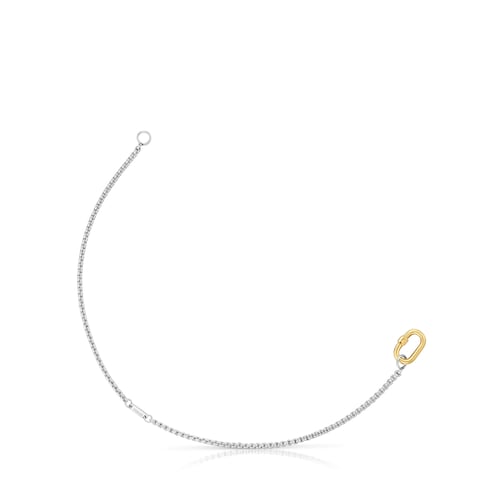 Steel chain Bracelet with gold ring Hold Oval