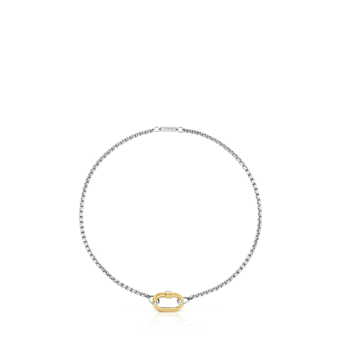 Steel chain Bracelet with gold ring Hold Oval