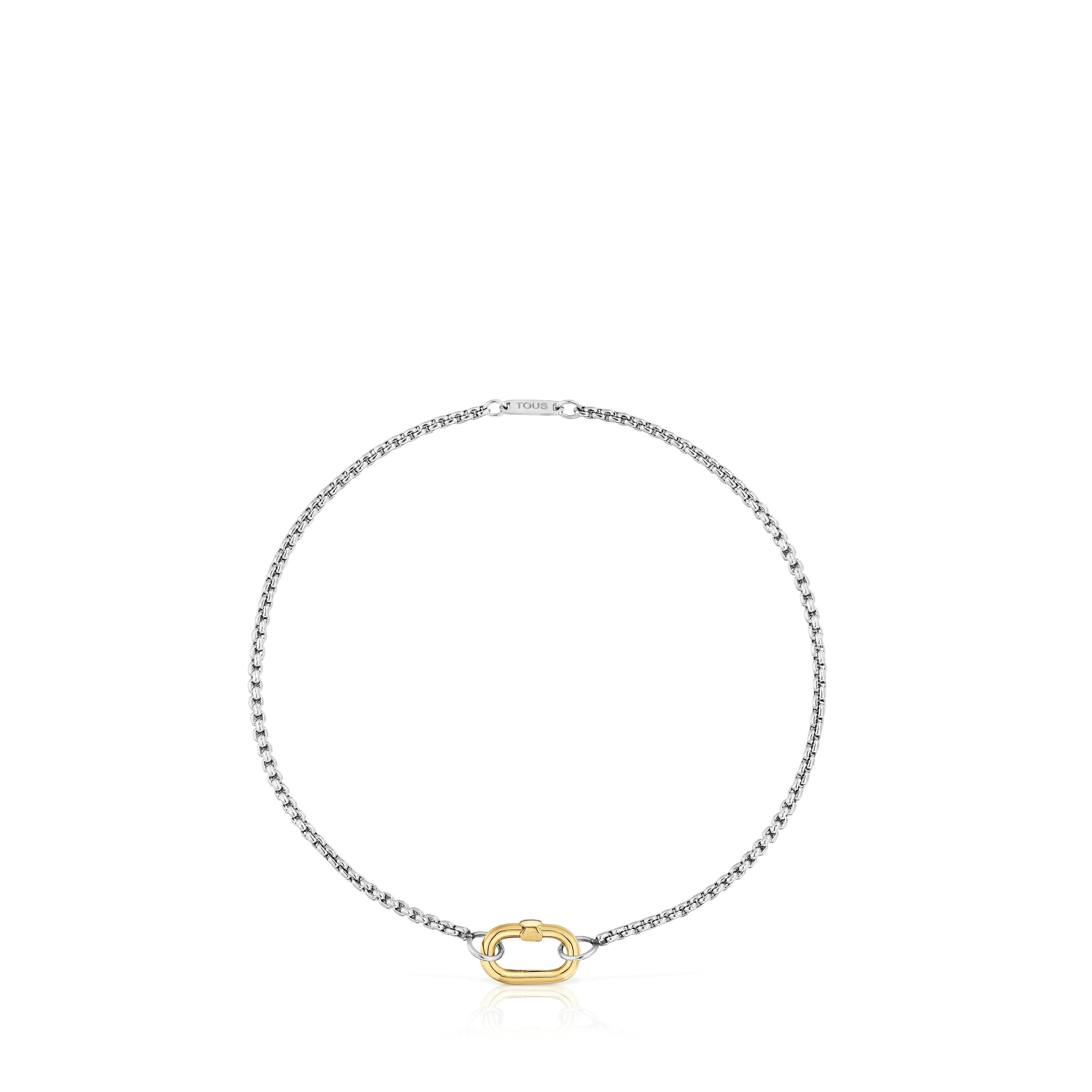Steel chain Bracelet with gold ring Hold Oval