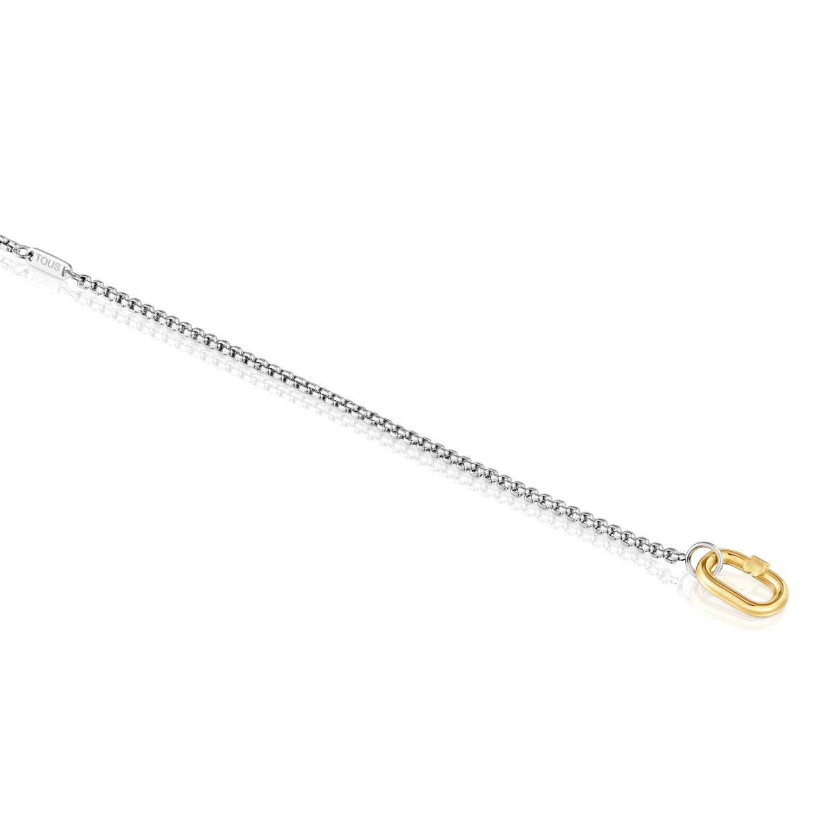 Steel chain Bracelet with gold ring Hold Oval