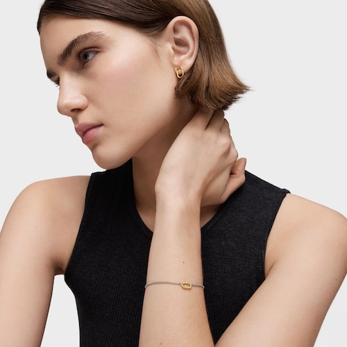 Steel chain Bracelet with gold ring Hold Oval