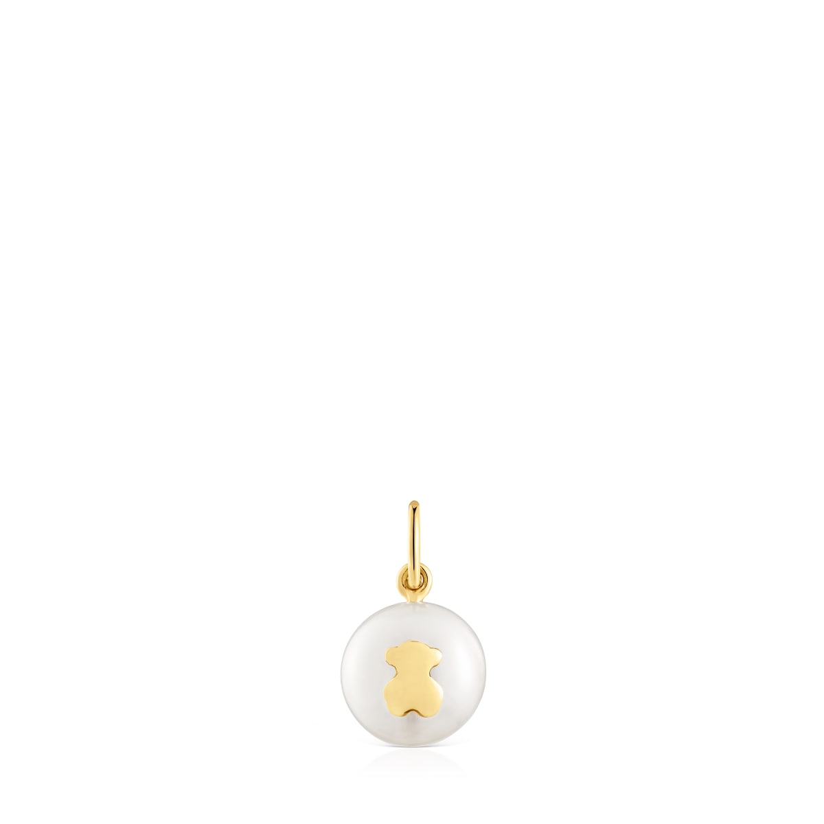 Small gold pendant with cultured pearl and bear motif Sweet Dolls