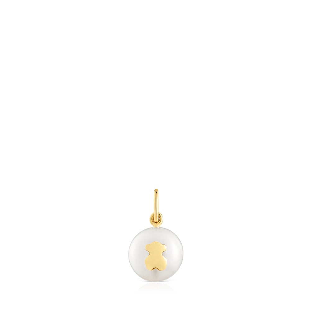 Small gold pendant with cultured pearl and bear motif Sweet Dolls image number 0