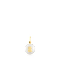 Small gold pendant with cultured pearl and bear motif Sweet Dolls