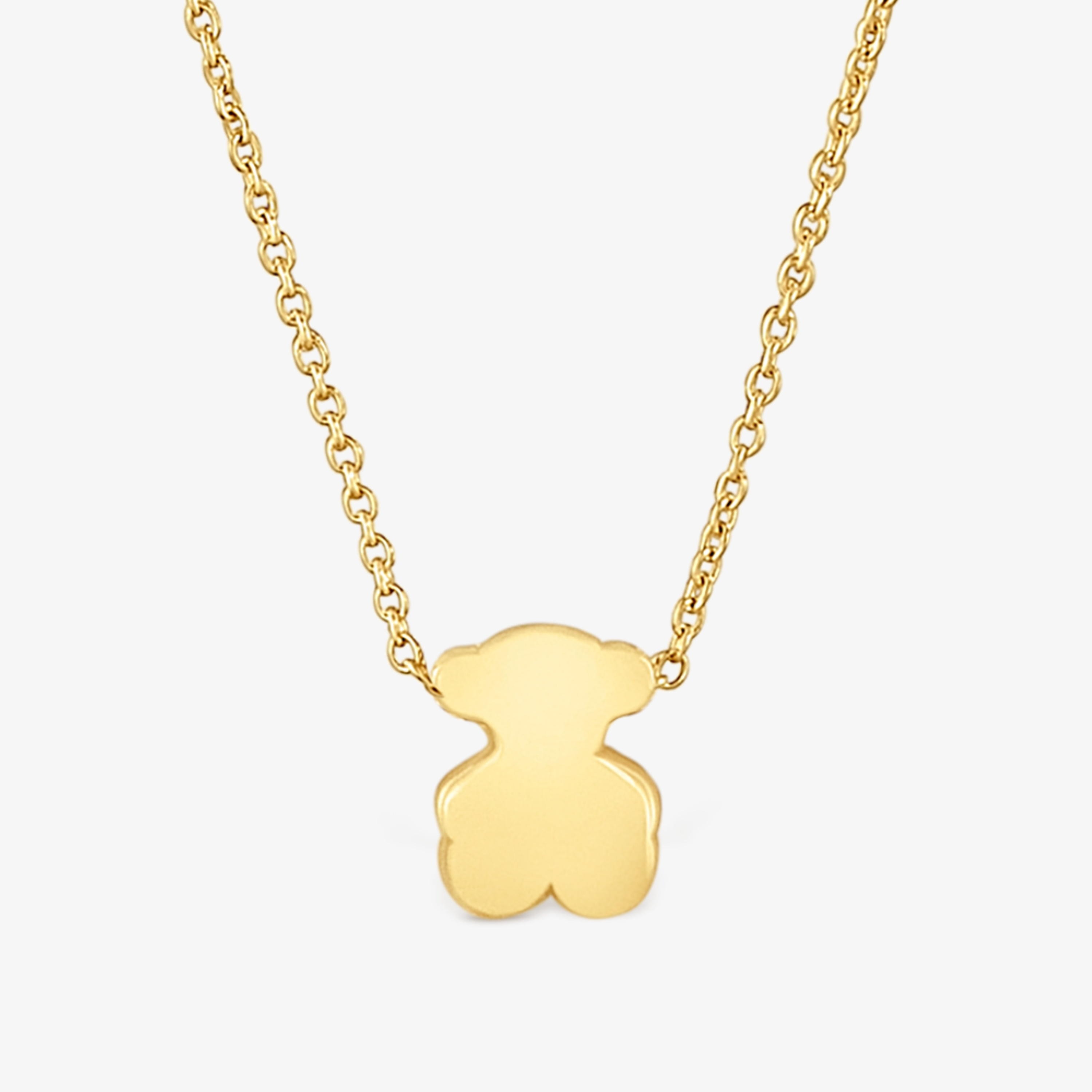 Short 18K solid gold Necklace with 6 mm bear motif Sweet Dolls