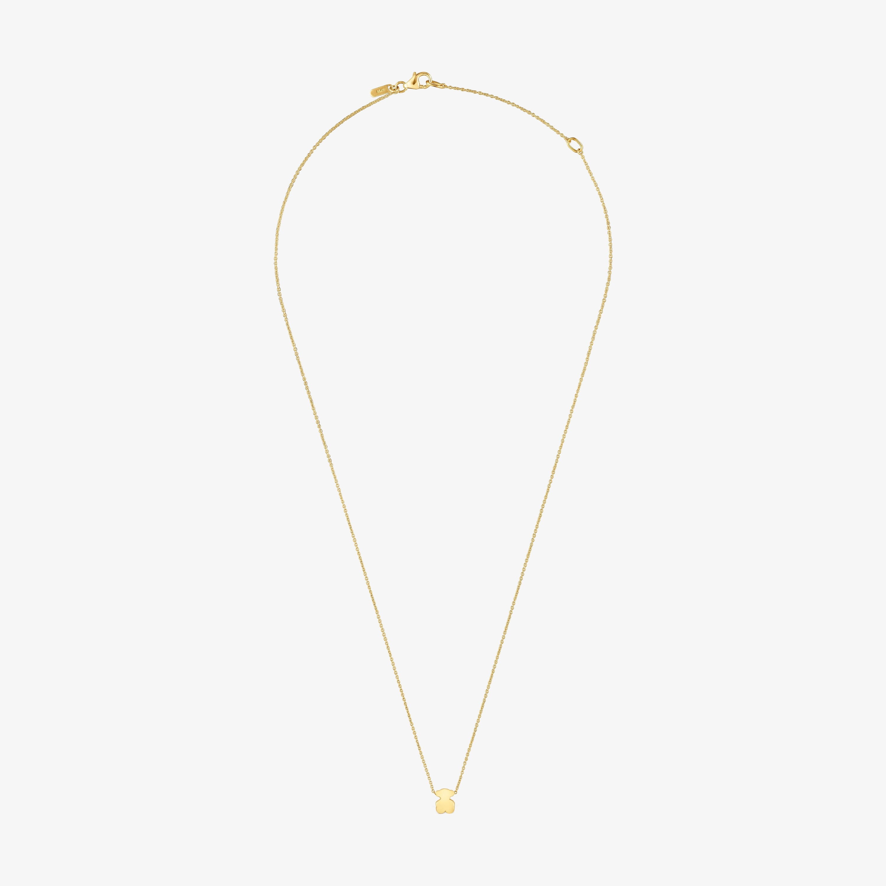 Short 18K solid gold Necklace with 6 mm bear motif Sweet Dolls