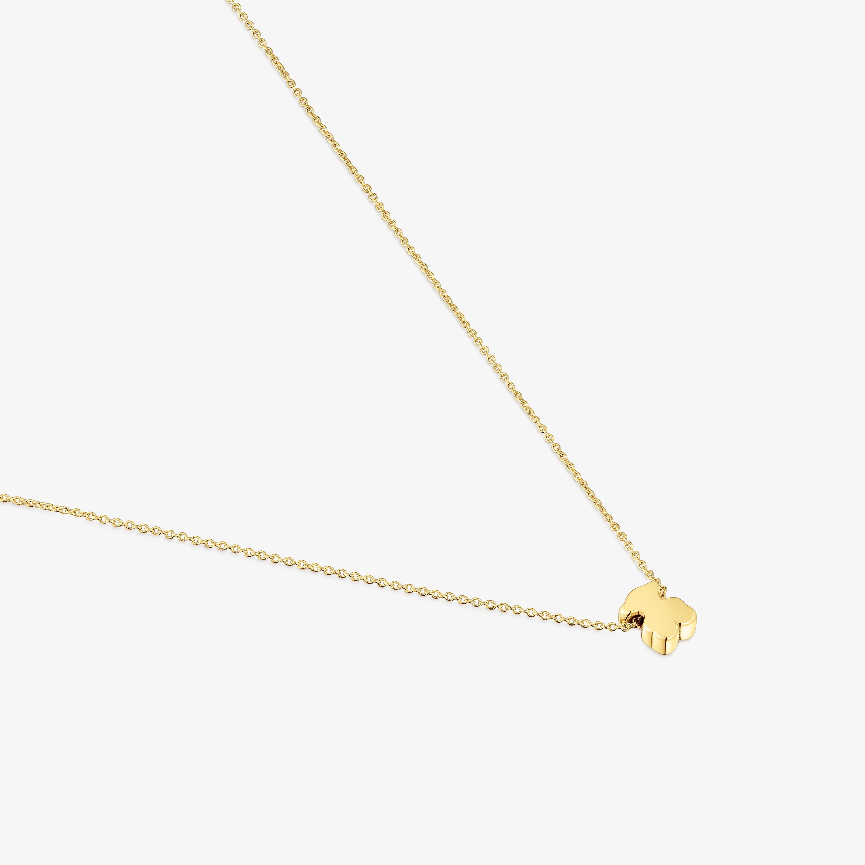 Short 18K solid gold Necklace with 6 mm bear motif Sweet Dolls