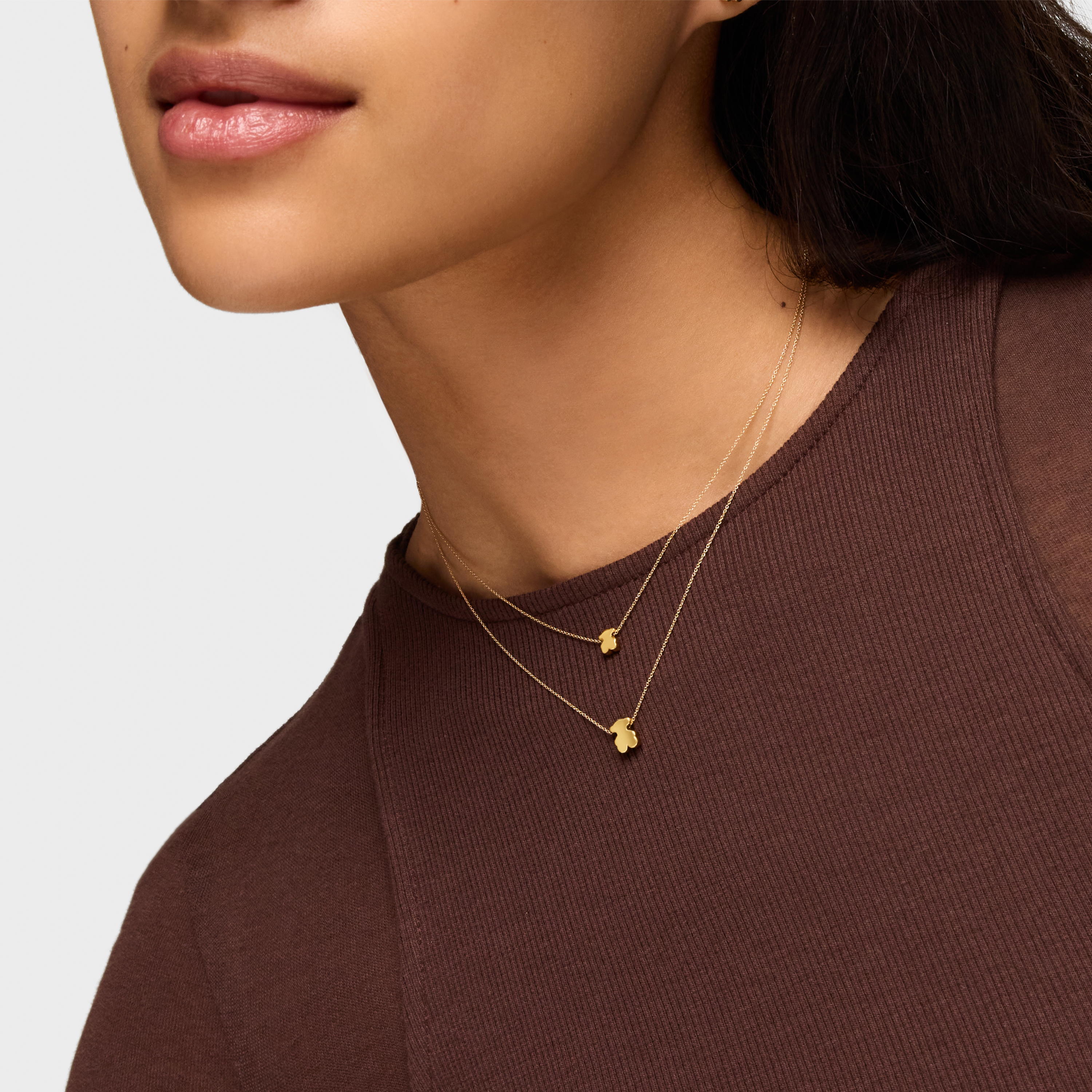 Short 18K solid gold Necklace with 6 mm bear motif Sweet Dolls