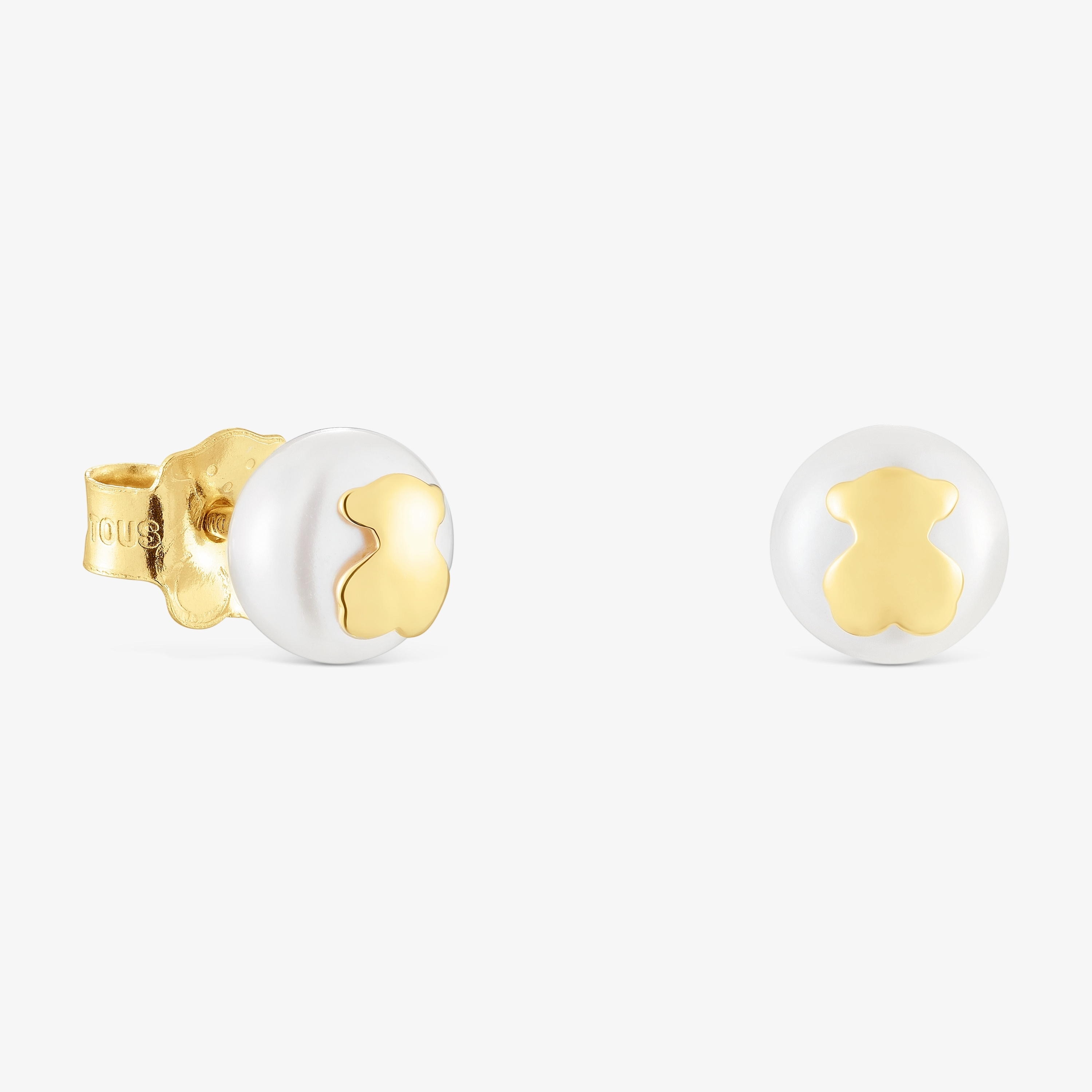 18K solid gold Earrings with cultured pearl Sweet Dolls