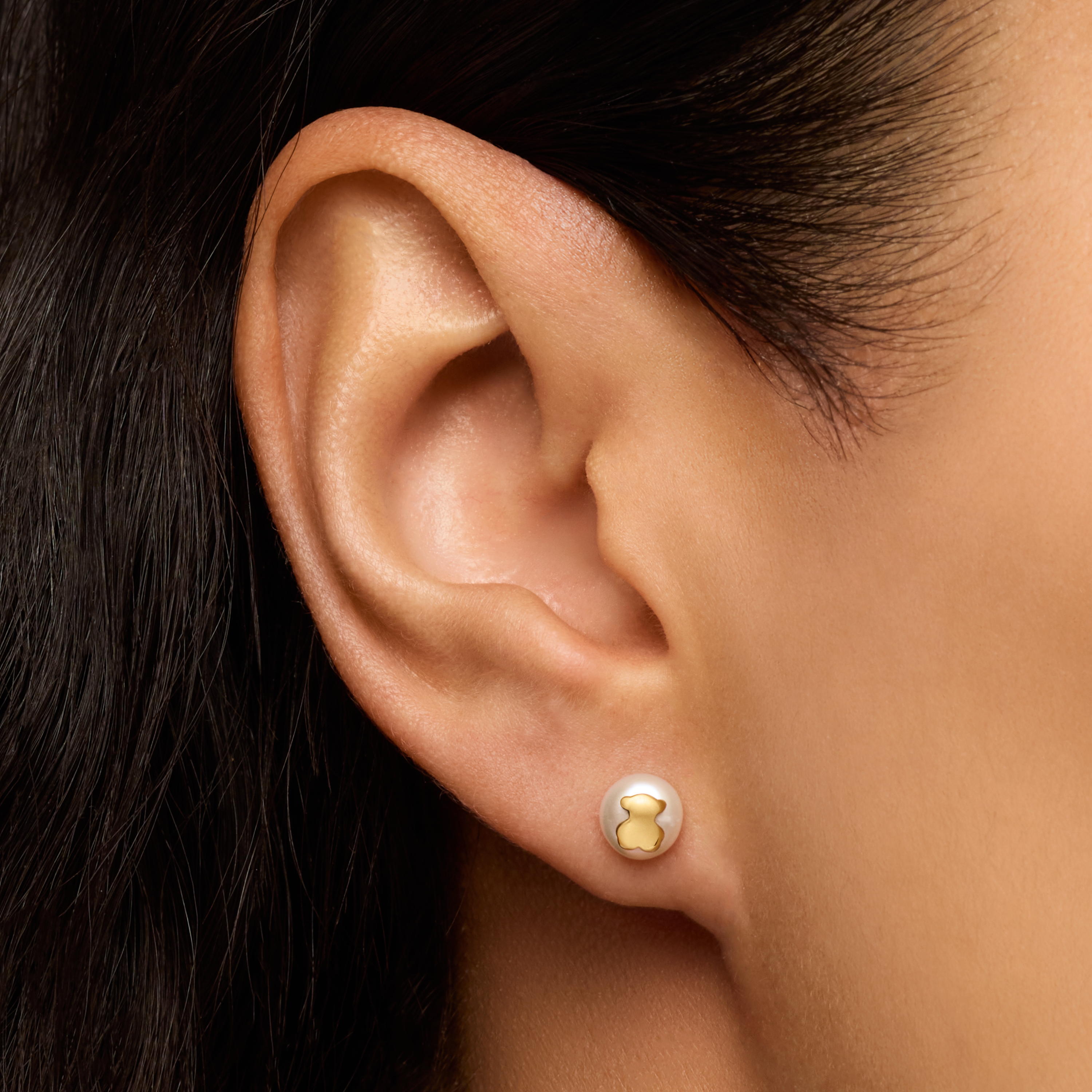 18K solid gold Earrings with cultured pearl Sweet Dolls