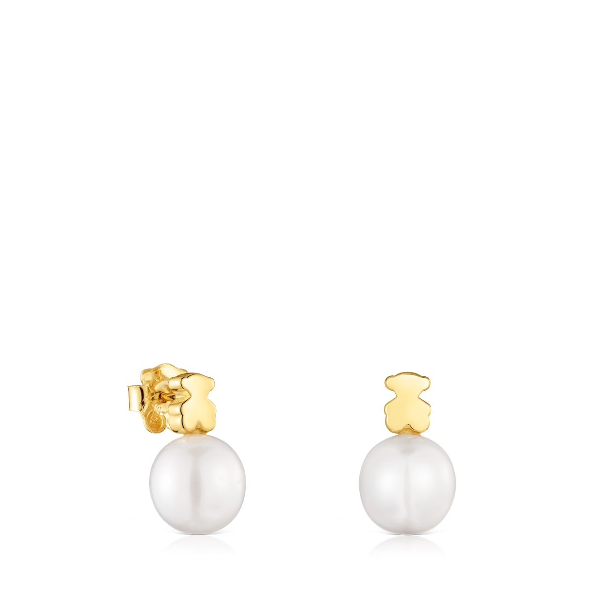 Gold bear-motif Earrings with cultured pearl Sweet Dolls
