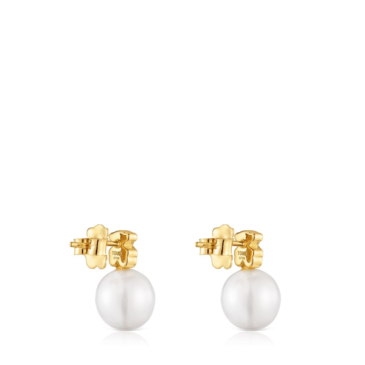 Gold bear-motif Earrings with cultured pearl Sweet Dolls